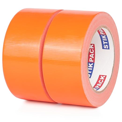 2 Rolls Orange Duct Tape, Heavy Duty Strong Industrial Colored Duct Tape 9mil x 2inch x 25yds Flexible, No Residue, Waterproof and Tear by Hand, Multi-Use for Indoor & Outdoor Repairs