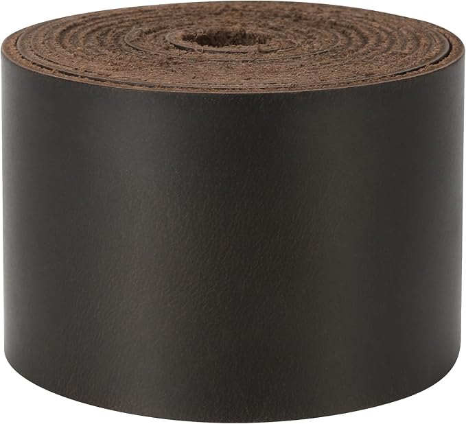 Ringsun 2 Inches Wide Flat Leather Straps for Crafts, Full Grain Leather Strips Cord String for Crafts, Tooling (2mm Thick 72.5 Inches Long Black Coffee)