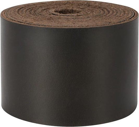Ringsun 2 Inches Wide Flat Leather Straps for Crafts, Full Grain Leather Strips Cord String for Crafts, Tooling (2mm Thick 72.5 Inches Long Black Coffee)