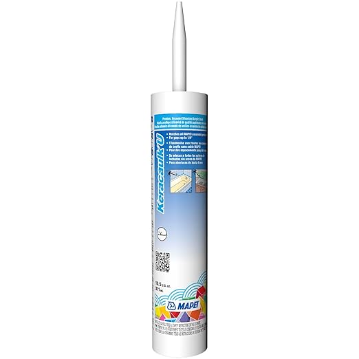 Mapei Keracaulk U Premium, Paintable, Unsanded, Siliconized Acrylic Caulk, Expertly Formulated to Match Grout Colors, 10 oz., 5049 Light Almond- Unsanded