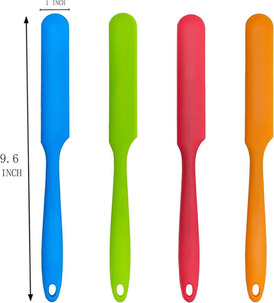 zYoung 4 Pcs Silicone Jar Spatula Set Heat Resistant Cake Cream Butter Spatulas Mixing Batter Scraper Non-Stick Flexible Baking Cooking Tool