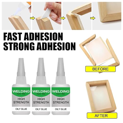 150ml Wood & Parquet Adhesive, Welding High-Strength Oily Glue, Universal Super Glue Gel, Instant Bonding, Strong Adhesion, Repairs Last Long Time for Metal, Wood, Ceramics,Leather, Glass(50g/3PCS)