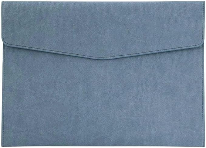 A4 PU Leather File Holder Document Envelope Folder with Snap Closure Blue Waterproof Portfolio File Oragnizer Pocket Storage Case for Receipt Contract Stationery Tablet, Business