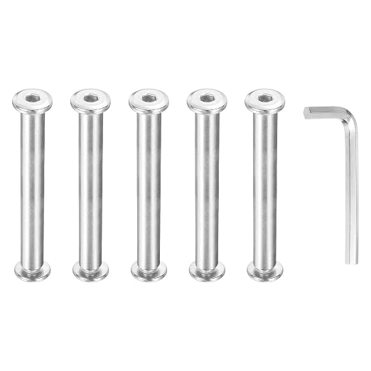 PATIKIL M6x6mm Hex Chicago Screws 8x65mm, 5Pcs 304 Stainless Steel Metric Hex Drive Socket Cap Binding Post Screw Posts for Scrapbook Leather Belt Album Furniture Repair, Silver
