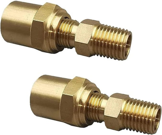 2 Pack Pipe Fitting Adapter of 1/4" NPTF Male x 3/8" Hose ID x 5/8" Hose OD, Pipe Connector Replacement Part, Brass