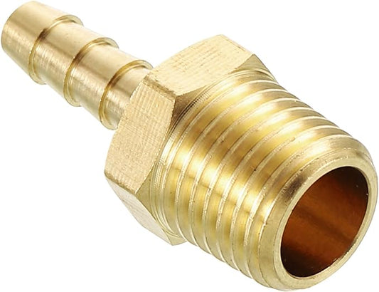 Pack of 1 Brass Hose Barb Fittings Adapter Connector 3/16" Hose Barb to 3/8" NPT Male Fittings for Home Machines, Massage Bathtubs, and Irrigation Systems