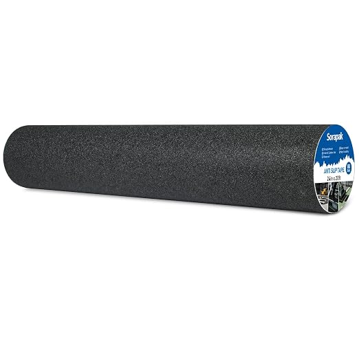 Extra Wide 24in x 20ft Black Anti Slip Tape, 80 Grit Waterproof Non Skid Grip Tape Roll for Ramps, Decks, Boat Decks, Warehouse Floors, Garages, Indoor & Outdoor Use