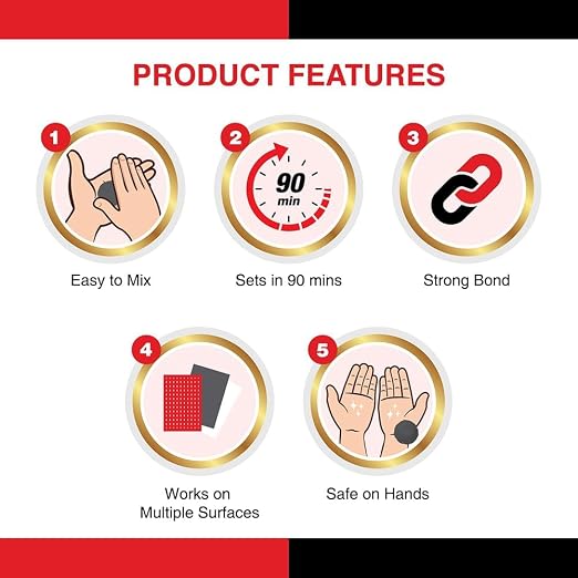 Pidilite M-SEAL Regular Epoxy Compound 1 x 25g - Waterproof, High Strength, Flexible, Quick Curing - Bonds Metal, Glass, Concrete, Ceramic - Clear