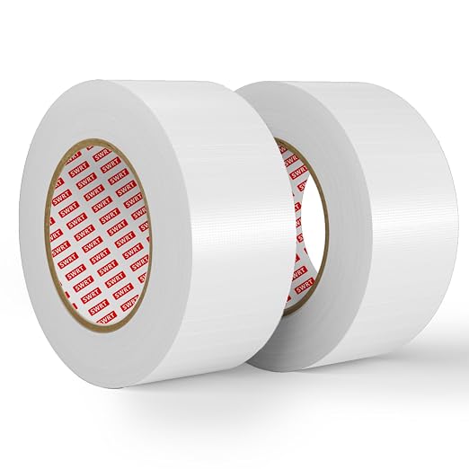 SWRT 2Pack Duct Tape White Heavy Duty - 9 Mil White Duct Tape Strong Adhesive, 2 in x 30 YD (Total 60YD) Duct Heavy Duty Waterproof All Weather No Residue Sealing & Patching for Indoor&Outdoor Repair