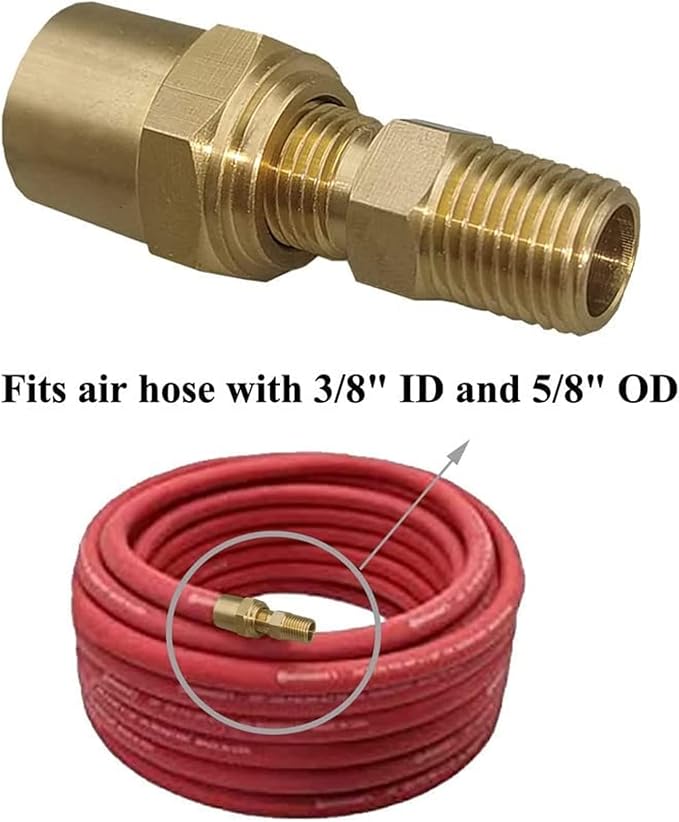 3 Pack Pipe Fitting Adapter of 1/4" NPTF Male x 3/8" Hose ID x 5/8" Hose OD, Pipe Connector Replacement Part, Brass