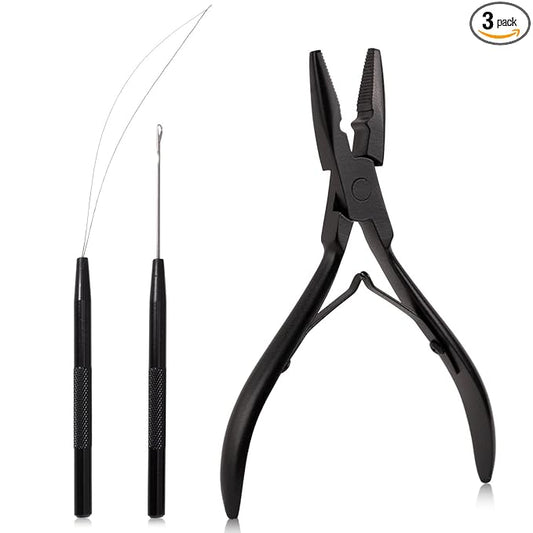 NEWISHTOOL Micro Links Hair Extensions Kit, Hair Extension Pliers for Beads, Hair Extension Loop Needle Pulling Hook Tool Bead Device Tool Kits, Micro Link Tools for Hair or Feather Extensions Styling