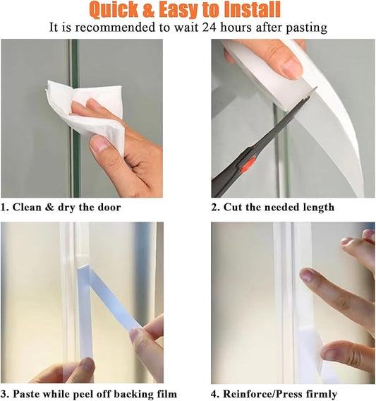 Dstorelhp Upgraded Weather Stripping, No Residue Door Draft Stopper, Silicone Seal Strip for Doors Windows Shower Glass Gap, Transparent 16.4 Feet Long (Width 35mm)