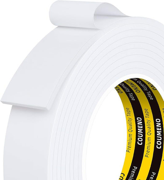 Single-Sided Adhesive EVA Foam Tape 1inX10FT,White Foam Weather Stripping,Door Seal & Window Insulation Tape,Waterproof Sound Proof Seal Strip for Doors,Windows,Garage Door & Gap Sealing