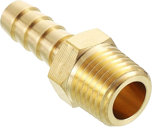 Pack of 1 Brass Hose Barb Fittings Adapter Connector 5/16" Hose Barb to 1/4" NPT Male Fittings for Home Machines, Massage Bathtubs, and Irrigation Systems