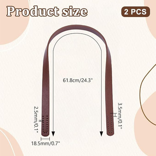 PH PandaHall 1 Pair(2pcs) Imitation Leather Purse Handles 23” Sew On Bag Handles Purse Handbags Strap Replacement for Purse Handbag Shoulder Tote Bag Making Supplies, Coconut Brown