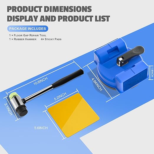 2PCS Floor Gap Fixer Tool, Dual-Side Striking Vacuum Suction Plank Gap Repair Kit with Grip Pads, Quick Fix for Laminate, LVP, Hardwood, Engineered Wood & Tile Floor Expansion Joints
