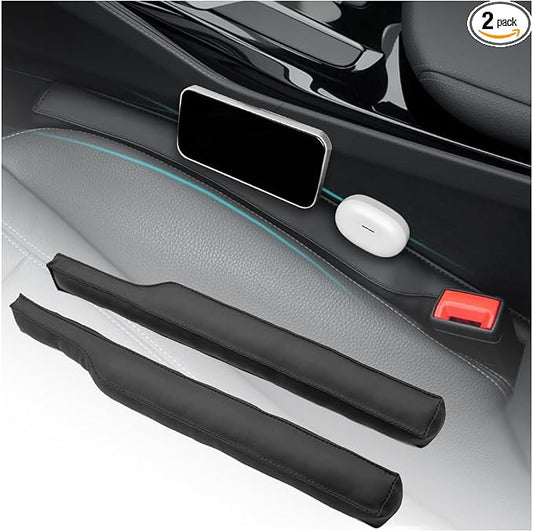 2026 New Leather Car Seat Gap Filler 2 Pack,Premium Car Seat Gap Plug Blocks Phones/Keys from Falling,Universal in Between Cars Seats Catcher for Most Cars/SUVs/Trucks