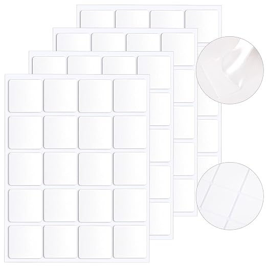 JANYUN 140 Pcs Double Sided Sticky Dots,40 mm Square Putty Sticky Tack | Clear Removable Tape,Waterproof Heavy Duty No Trace Adhesive Mounting Tape Square,for Crafts Decor Picture Hanging