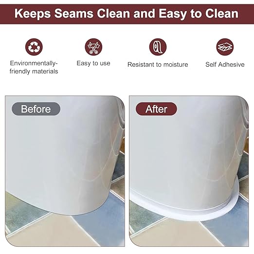Caulk Tape, 3 Roll White Self Adhesive Caulk Strip Waterproof, Caulking Sealant Tape for Kitchen, Countertop, Bathroom, Sink, Shower, Bathtub, Toilet Edge Protector with Sealing Tool