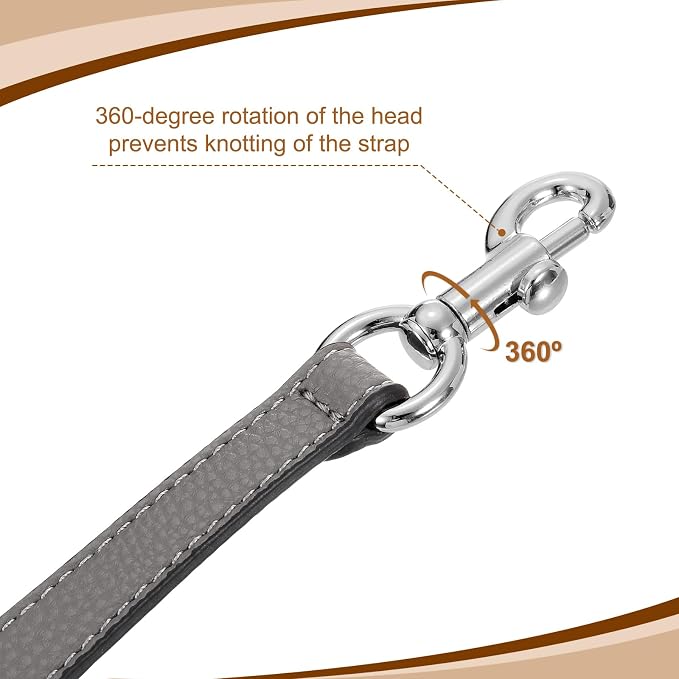 uxcell 14.17 Inch PU Leather Short Bag Strap with Clasp, Purse Handles Handbags Replacement Straps for Clutch Bag Underarm Bags, Grey, Silver Buckle