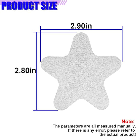 4PCS Stars-Shaped Car PVC Leather Repair Patch Tape, Self-Adhesive Car Seat Tear Repair Kit, Wear-Resistant Auto Interior Decoration Sticker Accessories for Furniture, Upholstery (White)
