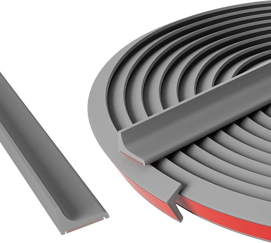 39 Inch Silicone Shower Threshold Water Dam, Flexible Water Barrier Strip for Shower Door, Kitchen Sink, Bathroom Countertop & Toilet Edge, Self-Adhesive Splash Guard for Wet Area Protection