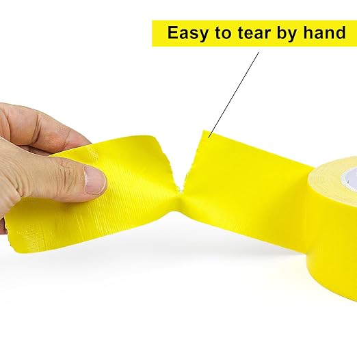 BOMEI PACK Duct Tape Yellow Heavy Duty,9 Mil Thickness,Strong Industrial Strength,Flexible,No Residue,Waterproof and Tear by Hand,Multi-Use for Indoor & Outdoor Repairs (4 Inch x 30 Y)