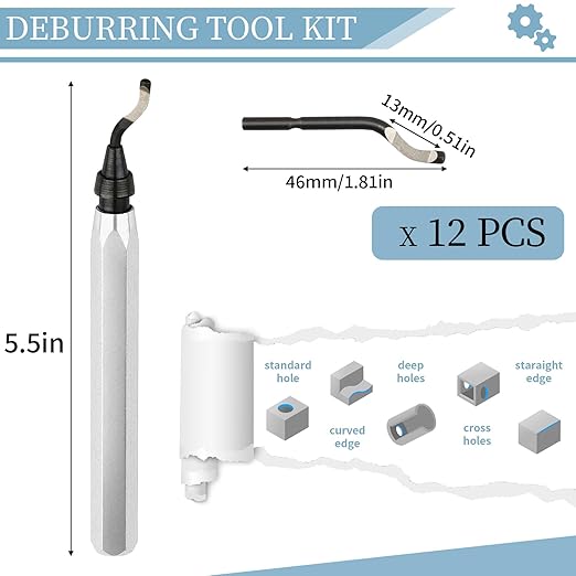 Deburring Tool with 12 HSS Blades, 12 High-Speed Steel Blades for 3D Prints, Metal, PVC & Plastic