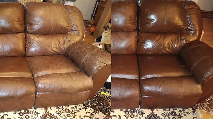 Leather Recoloring Balm Medium Brown Dye Vinyl Car Interior Boat Seat Paint Crafts Furniture Couch Recliner Chair Boot Jacket Shoe Bag Purse Belt Color Restorer Fading Stain Scratch Remover Repair