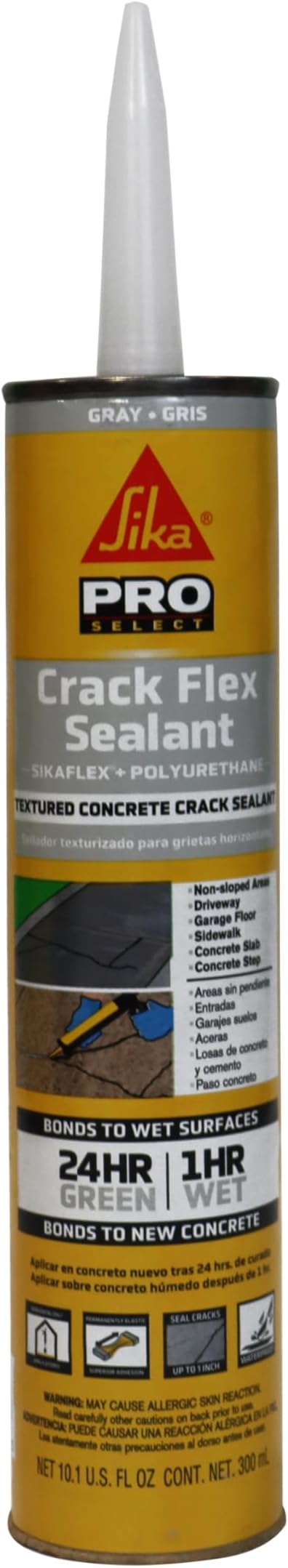 SIKA Sikaflex Crack Flex Sealant, Gray, High-Performance Textured Polyurethane, Self-Leveling, Waterproof Sealant for Horizontal Cracks Up to 1 in Wide, 10.1 fl oz,