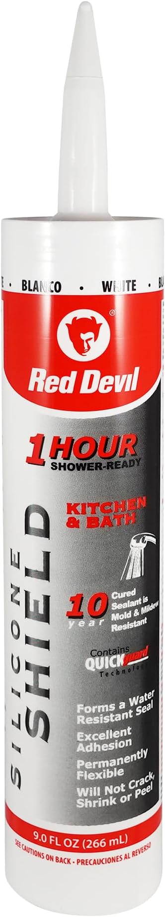 Red Devil 0816KB Silicone Shield Kitchen & Bath Sealant, 9.0 Oz, White, Pack of 1