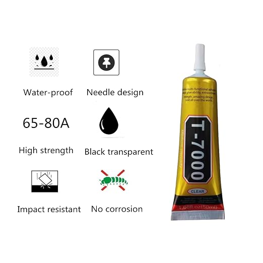 T-7000 50ml Super, Glass,Fabric,Craft, Adhesive,Puzzle, Glue Suitable for Repair Multipurpose High Performance Industrial Glue Semi Fluid Black Adhesive (50ML,1PACK)