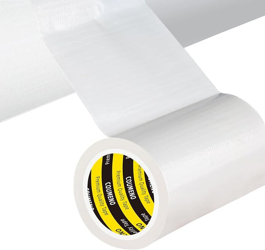 Duct Tape White, 4in x 16.4FT, Heavy Duty Industrial Grade Gaffer Tape 280μm, Waterproof Hand Tearable Repair Tape for Sealing, Bundling, Patching, Indoor & Outdoor Use