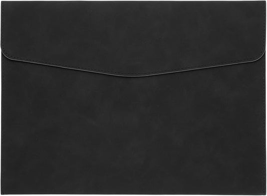 PATIKIL PU Leather A4 File Folder, Document Holder Filing Organizer Portfolio Envelope Folder Case with Snap Closure for Letter Receipt, Black