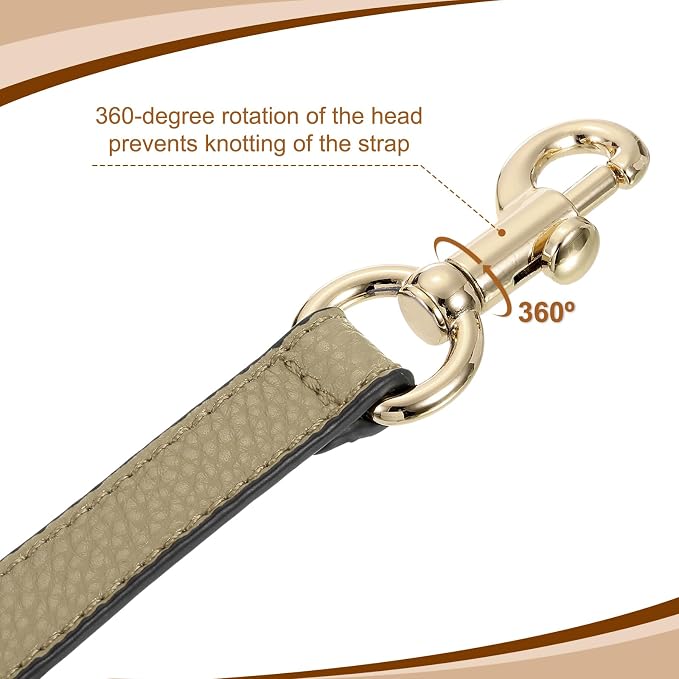 uxcell 25.59 Inch PU Leather Short Bag Strap with Clasp, Purse Handles Handbags Replacement Straps for Clutch Bag Underarm Bags, Khaki, Gold Buckle