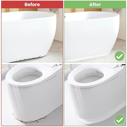 SNAIL GARDEN 4 Rolls White Sealant Caulk Strip,Upgraded Non-Trace Caulk Tape,Self Adhesive Caulking Tape for Toilet Base,Bathroom, Bathtub, Kitchen,Wall Floor(3.2M×3.8CM)
