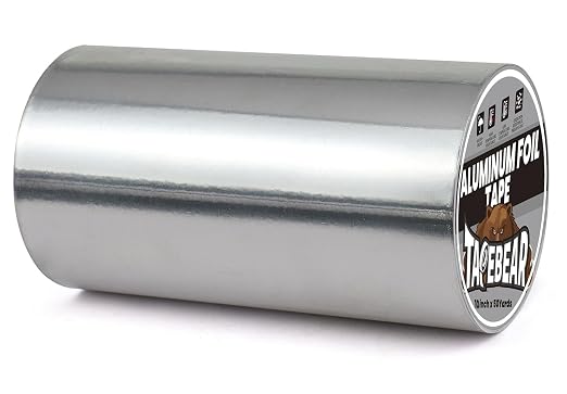 TAPEBEAR Aluminum Foil Tape 10" x 150FT, Heat Reflective Professional Heat Resistant Tape Insulation Heat Shield Silver Metal Tape for Dryer Vent, HVAC, Air Ducts, Metal Repair, AC Vents