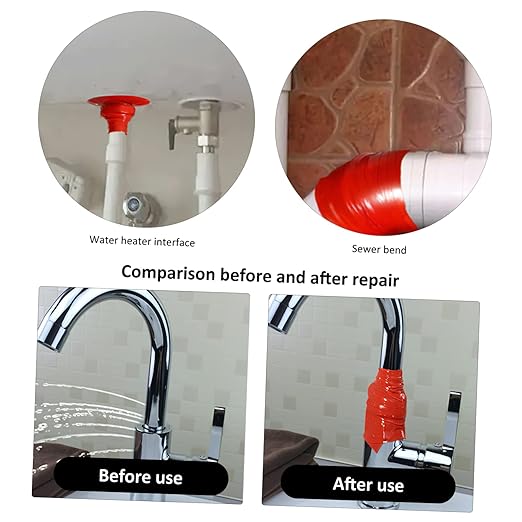 Hemobllo Pipe Sealing Tape Silicone Repair Band for PVC Ppr Metal Pipes Leak Stop Self Adhesive Flexible Sealant Tape for Plumbing and Emergency Fix
