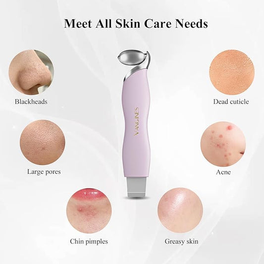 Blackhead Remover Tool with Ice Roller, Stainless Steel Face Scraper, Skin Scrubber Face Spatula for Deep Cleansing, 3-in-1 Skin Care Tool with 2 Silicone Brush Heads(Berry Mauve)