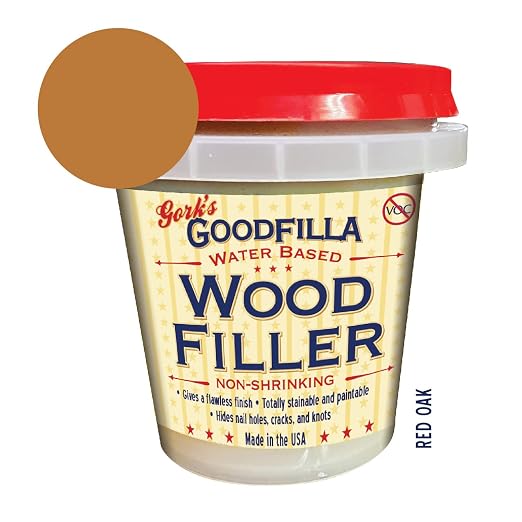 Goodfilla Red Oak, 8 oz, Wood and Grain Filler, Stainable, Tintable, Sandable, Zero Waste, Non-Toxic, USA Made