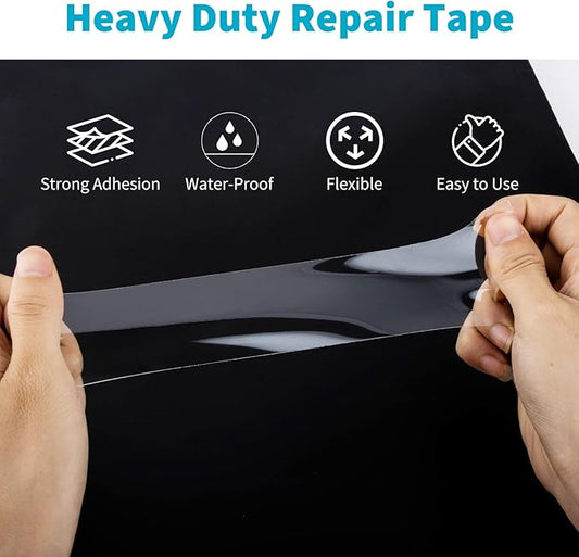 Pool Patch Repair Kit Compatible with Intex, Inflatable Repair Patch Kit for Above Ground Pool, Clear Wet Set Adhesive Tape, Ideal for Bounce House, Tent, Canopy, Air Mattress, 1.97 in x 16.4ft Roll