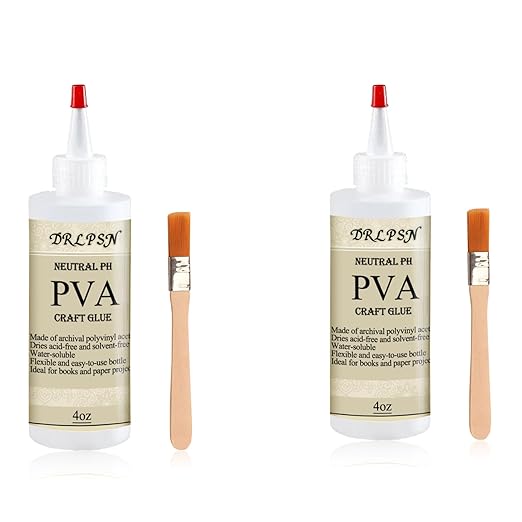 PVA Glue Book Binding, PH Neutral PVA Adhesive, Professional-Grade Strength Acid-Free Book Glue, Dries Clear & Remains Flexible, Used for Book Repair, Framing & Crafts | Safe for Paper - 4 oz (2 Pack)