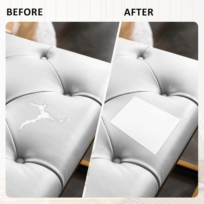 AOOTOOLINK Leather Repair Patch 17X79 Inch Self Adhesive Leather Repair, Large Leather Repair Tape for Couches, Furniture, Car Seats, Cabinets, Sofa, Handbags (White, 17X79 Inch)