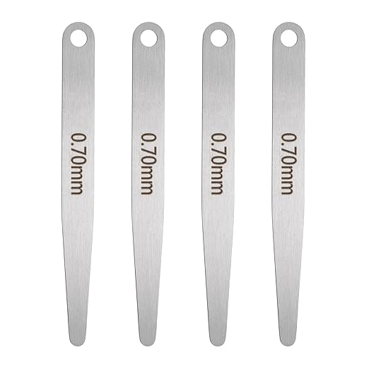 HARFINGTON 4pcs Metric Thickness Feeler Gauge 0.7mm Single Blade Oval Feeler Gauge 304 Stainless Steel Gap Measuring Tool for Repair Valve Guitar Spark Plug