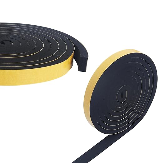 High Density Foam Tape - 1/2'' x 1/4'' x 13Ft Weatherproof Adhesive Prevent Condensation Heat Resistant Flame Retardant Weather Stripping Easy to Cut & Install & Remove for Car Doors Pipes Windows