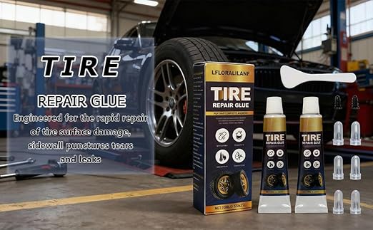 Professional Tire Repair Glue,Tire Glue sidewall,Tire Repair Rubber Nail kit,Tire Plug Glue Rubber Cement,Patch Repair kit,Tire sidewall Repair Suitable for car, Motorcycle, Jeep, Tractor (3-Box Set)