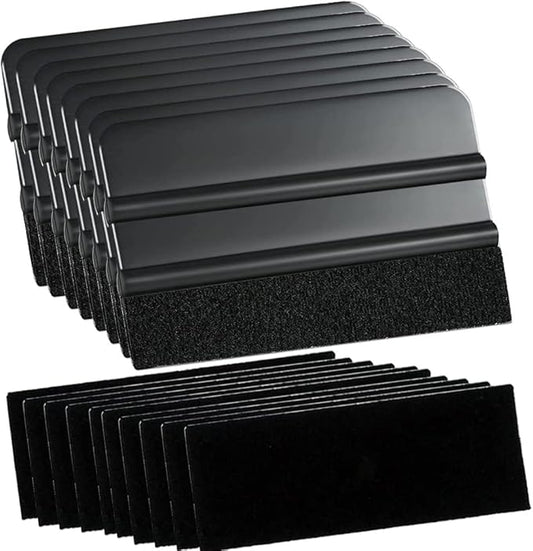 Gebildet 8Pcs Black Squeegee 4 Inch for Car Vinyl Film Wrapping Decal Squeegee Window Tint Work + 10pcs Black Felt