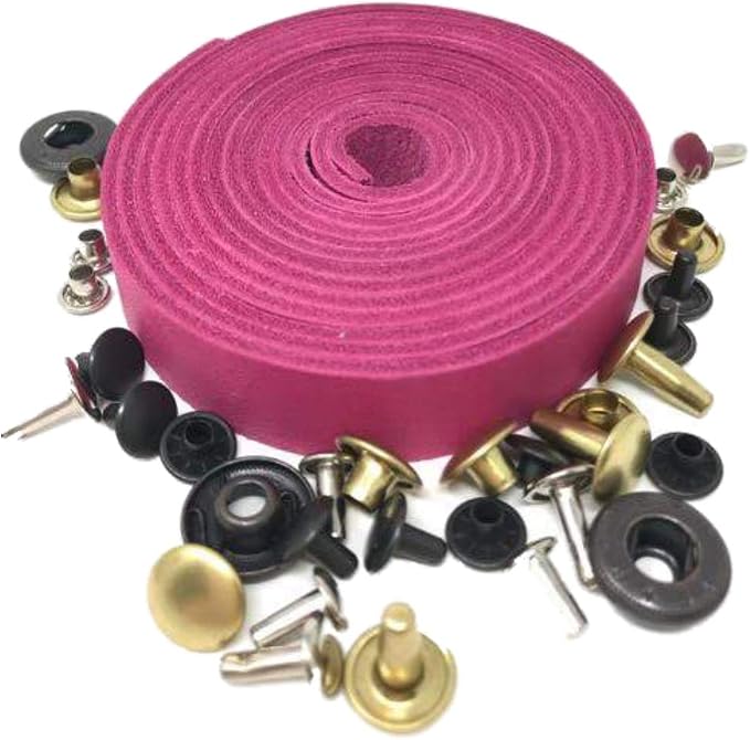 Leather Strap for Crafts & Jewelry | 72 Long × 5/8" Wide × 1/16" Thick (4-5oz) | Genuine Leather Strips for Crafts, Projects or Repairs - Pink | 3-Pack