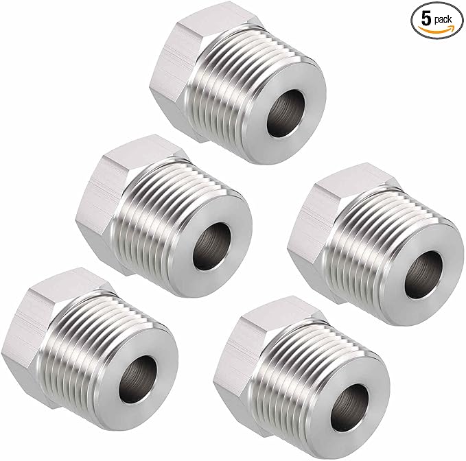 Pack of 5, 3/4" Male NPT NPT1/8" FeMale NPT Solid 304 Stainless Steel Hex Bushing, Hose Fittings Adapter Reducer for Bathroom Remodel, Tool Extensions