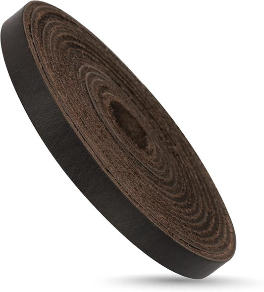 Ringsun 1/4 Inch Wide Flat Leather Strips, Full Grain Leather StrapsCord String for Crafts, Tooling (2mm Thick 72.5 Inches Long Black Coffee)